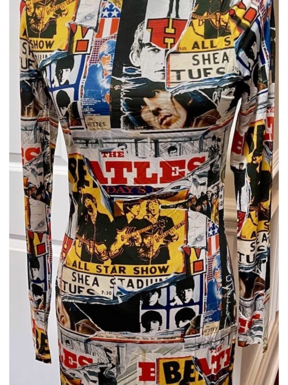 Alice + Olivia x Beatles AllStar Show Artwork collage body con dress size 4 NWT - Picture 4 of 14